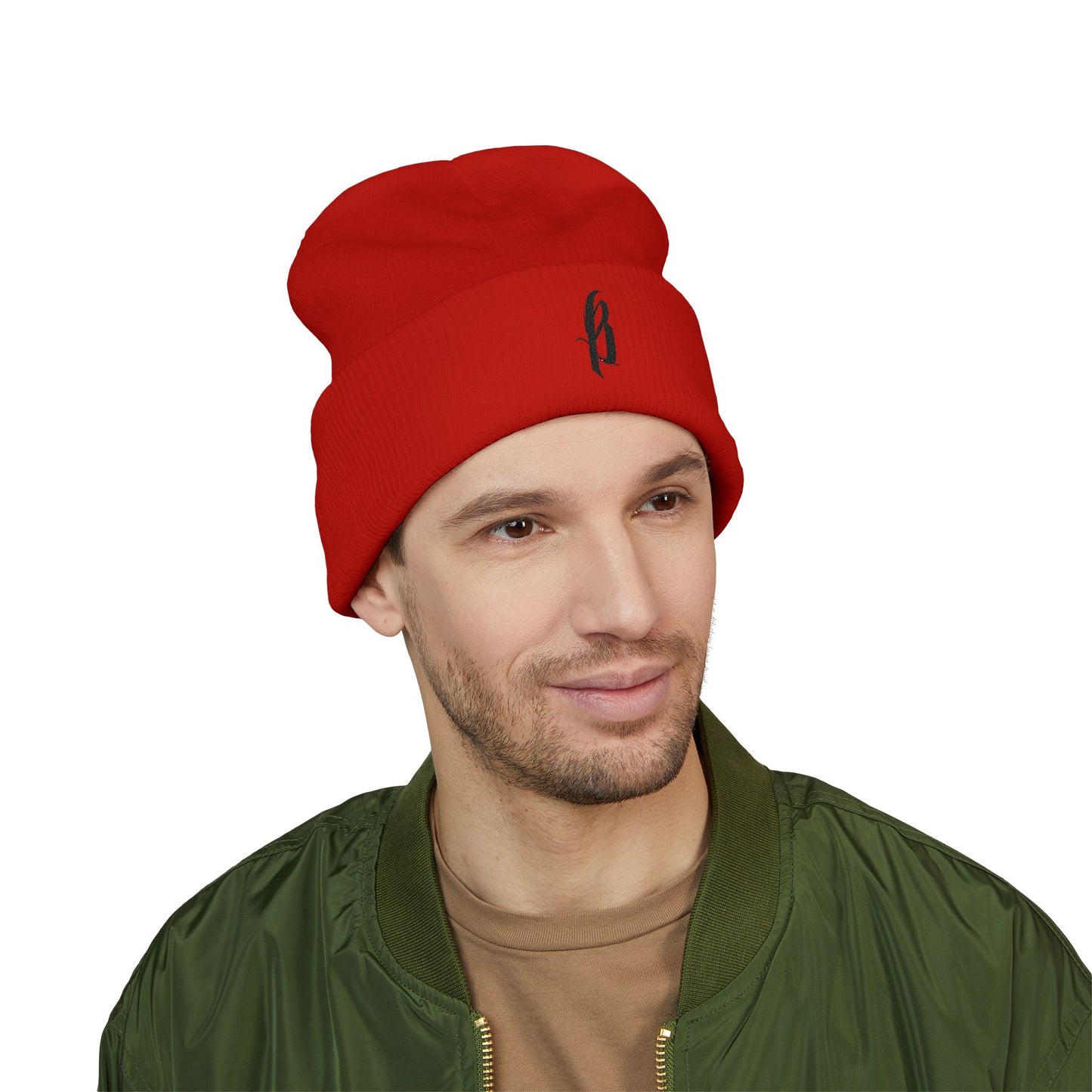 Classic Embroidered Cuffed Beanie - Black B Logo