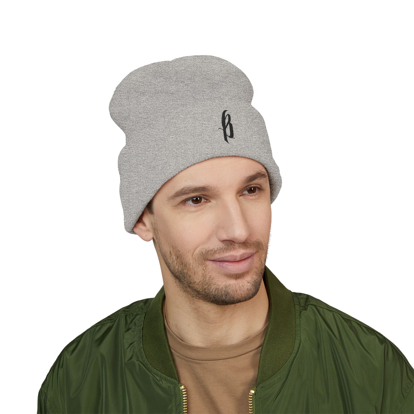 Classic Embroidered Cuffed Beanie - Black B Logo