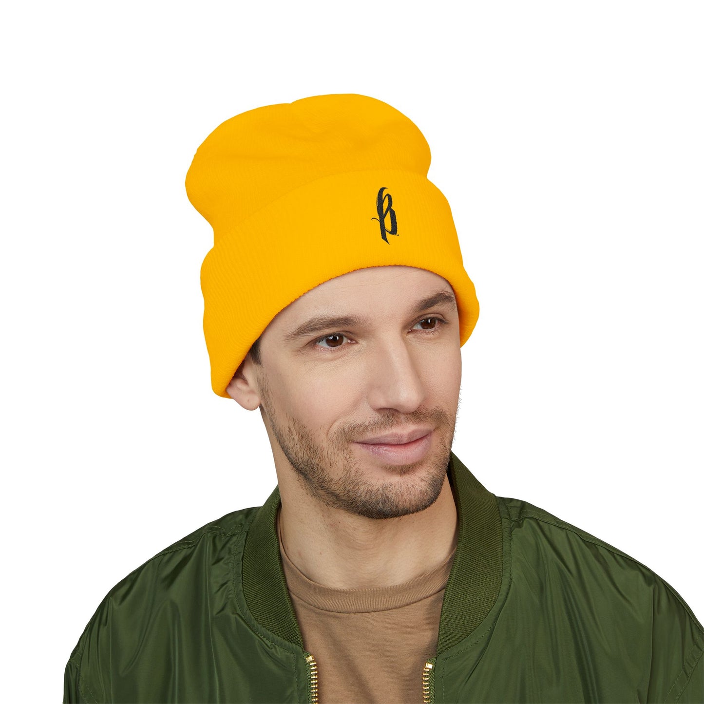 Classic Embroidered Cuffed Beanie - Black B Logo